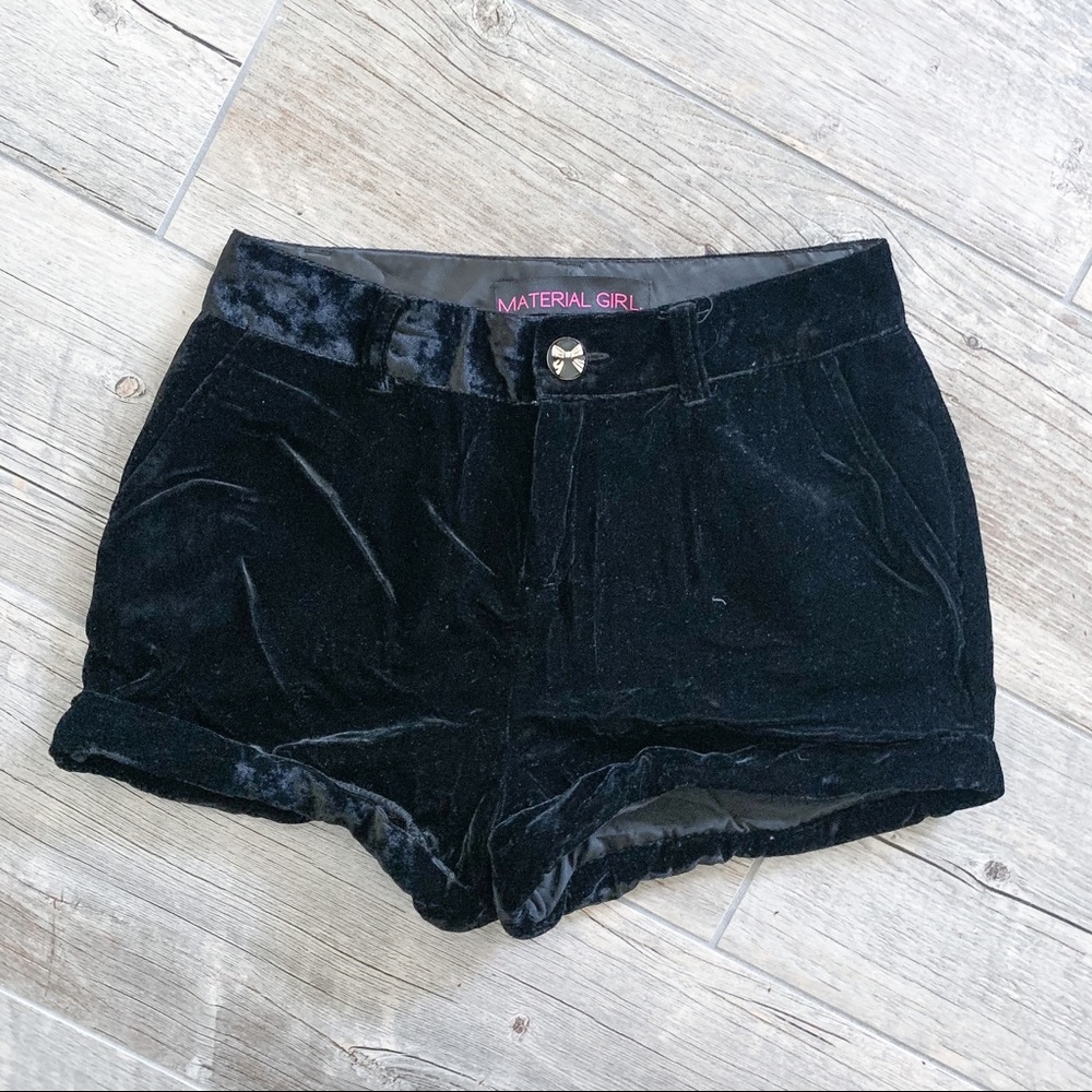 MATERIAL GIRL Black Velvet High Waisted Shorts